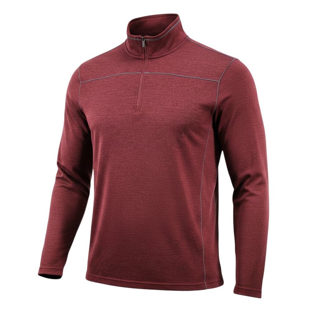 SwissTech Men's 1/4 Zip Pullover Long Sleeve Shirt Red Heather XXL